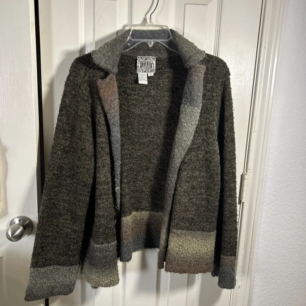Curio Women Multi Color‎ Sweater Open Cardigan Size 1X